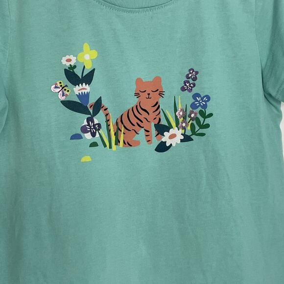 Hanna Andersson GirlsTiger And Butterflies Shirt Sleeve Tee Size 5 110cm - Picture 3 of 6